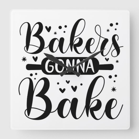 Bakers Gonna Bake Vierkante Klok (Voorkant)