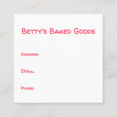 Bakers Gonna Bake Vierkante Visitekaartje (Achterkant)