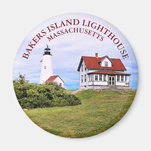 Bakers Island Lighthouse, MA Round Magnet (Voorkant)