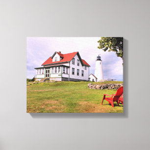 Bakers Island Lighthouse MA Wrapped Canvas Afdruk