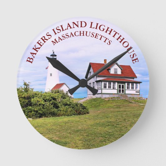 Bakers Island Lighthouse Massachusetts Wall Clock Ronde Klok (Voorkant)
