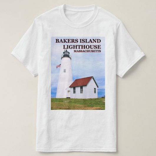Bakers Island Vuurtoren, Massachusetts T-shirt (Design voorkant)