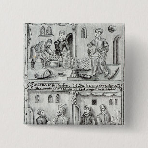 Bakers of York, A.D., 1595-96 Vierkante Button 5,1 Cm