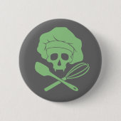Baker's Skull met Toque Ronde Button 5,7 Cm (Voorkant)