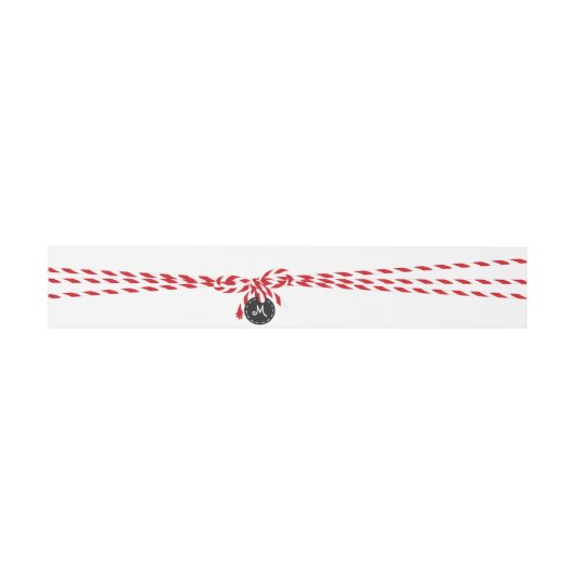 Bakers twine & krijtbord monogram buik band uitnodigingen wikkel (Vlak)