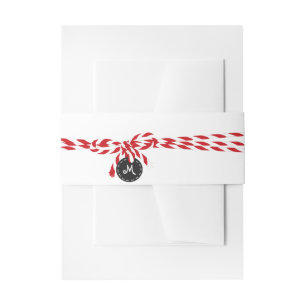 Bakers twine & krijtbord monogram buik band uitnodigingen wikkel