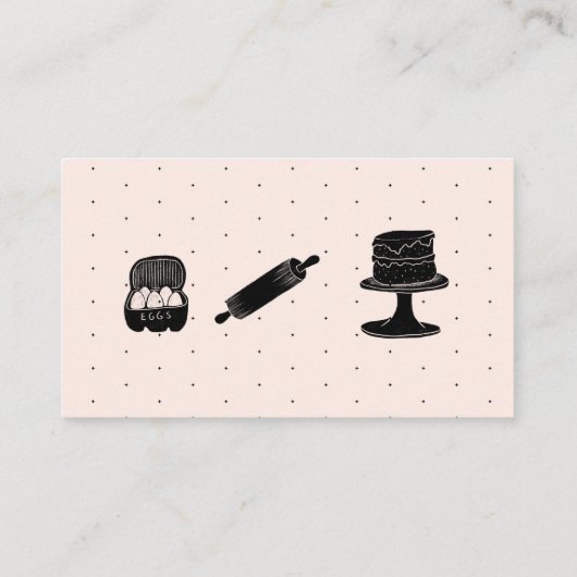 Baker's Utensils Roze Zwart Bedankt Informatiekaartje (Achterkant)