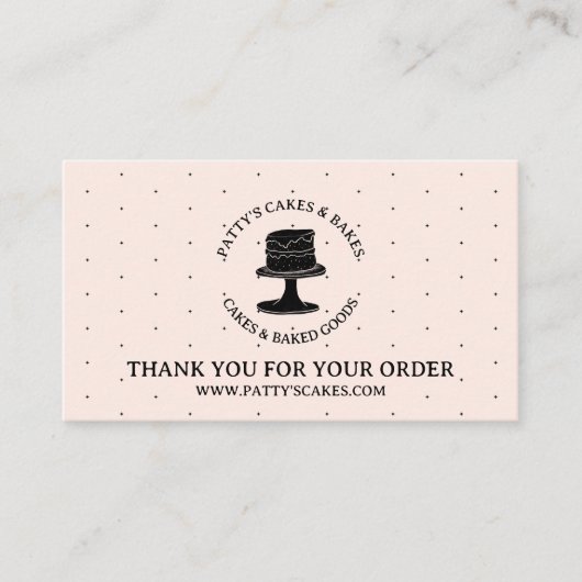 Baker's Utensils Roze Zwart Bedankt Informatiekaartje (Voorkant)