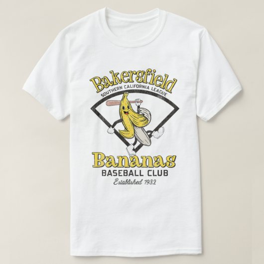 Bakersfield Bananas Minor League Retro Baseball Te T-shirt (Design voorkant)
