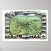 Bakersfield, CA Panoramic Map - 1901 Poster (Voorkant)