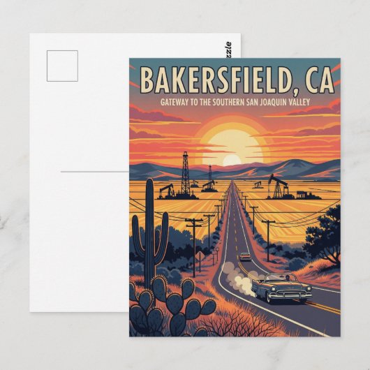 Bakersfield California Central Valley Briefkaart (Voorkant / Achterkant)