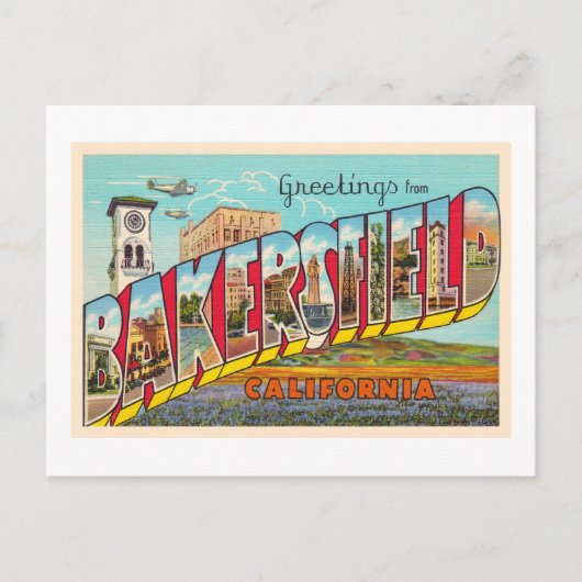 Bakersfield California, groot Letter-Briefkaart Briefkaart (Voorkant)