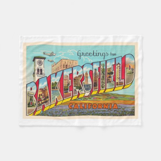 Bakersfield California, groot Letter-Briefkaart Fleece Deken (Voorkant (Horizontaal))