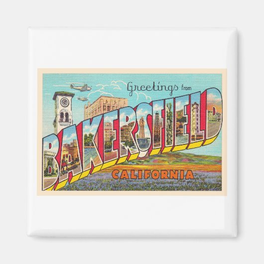 Bakersfield California, groot Letter-Briefkaart Magneet (Voorkant)