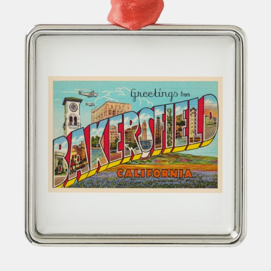 Bakersfield California, groot Letter-Briefkaart Metalen Ornament (Voorkant)