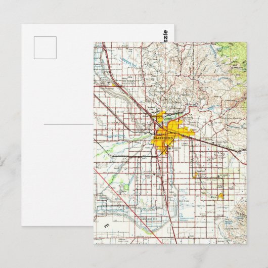 Bakersfield California  kaart (Voorkant / Achterkant)