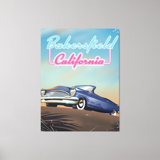 Bakersfield California reisposter Canvas Afdruk (Voorkant)