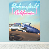Bakersfield California reisposter Canvas Afdruk (Insitu (Houten vloer))