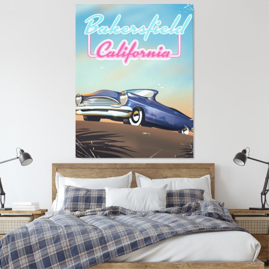 Bakersfield California reisposter Canvas Afdruk (Insitu (Slaapkamer))