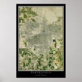 Bakersfield California Satellite Poster Map (Voorkant)
