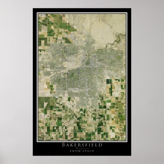 Bakersfield California Satellite Poster Map (Voorkant)