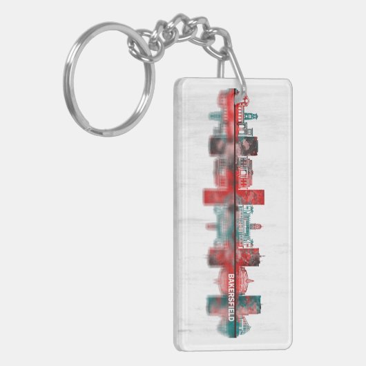 Bakersfield California Skyline Sleutelhanger (Voorkant Links)