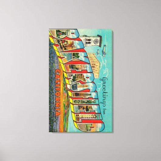 Bakersfield, Californië - grote lettertjes Canvas Afdruk (Voorkant)