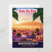 Bakersfield, Californië, Reisansichtkaart, Save The Date (Voorkant / Achterkant)