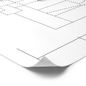 Bakersfield, Californië (zwart op wit) Poster (Hoek)