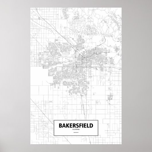 Bakersfield, Californië (zwart op wit) Poster (Voorkant)
