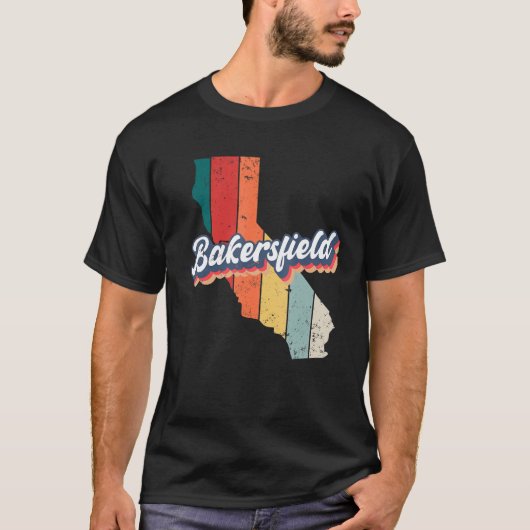 Bakersfield City Retro  Hometown California T-shirt (Voorkant)
