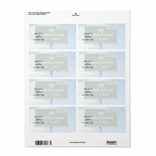 Bakersfield Exit Etiket (Full Sheet)