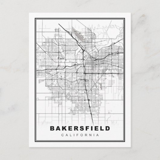 Bakersfield-kaart Briefkaart (Voorkant)