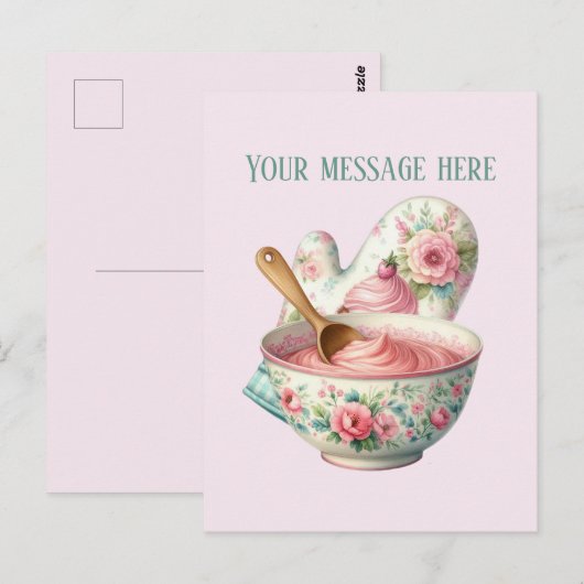 Bakery add message Business name mitt icing Briefkaart (Voorkant / Achterkant)