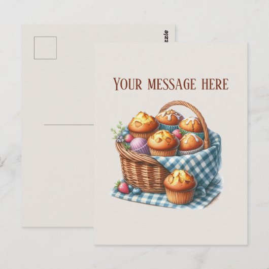 Bakery add message Business name muffins Briefkaart (Voorkant / Achterkant)