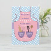 Bakery Apron Birthday Party Girls Cookies Invite Kaart (Staand voorkant)