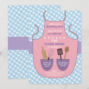 Bakery Apron Birthday Party Girls Cookies Invite Kaart