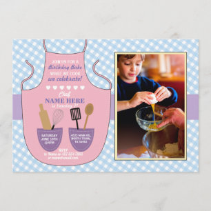 Bakery Apron Birthday Party Photo Cookies nodigen  Kaart