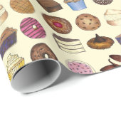 Bakery Bake Sale Foods Brownie Cupcake Pie Sweets Cadeaupapier (Rol Hoek)