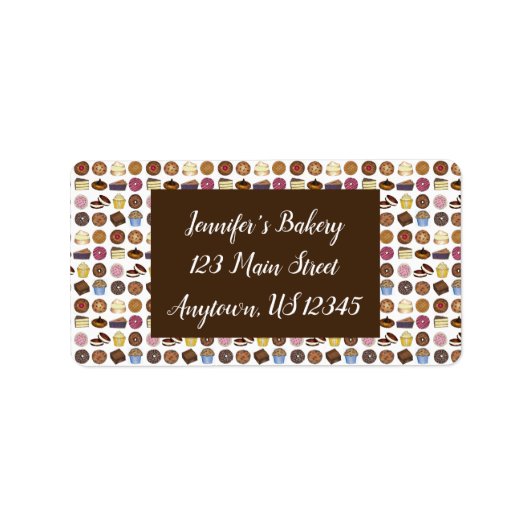 Bakery Bake Sale Foods Brownie Cupcake Pie Sweets Etiket (Voorkant)