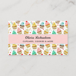 Bakery Baker Cute Cupcake Pattern QR Code Visitekaartje