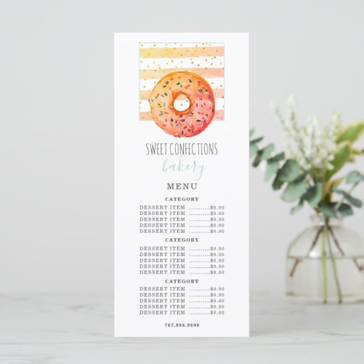 Bakery Baker Donut Pastry Chef Price List Menu (Staand voorkant)