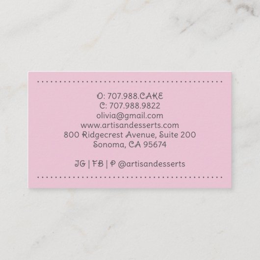 Bakery Baker Pastry Chef Visitekaartje (Achterkant)