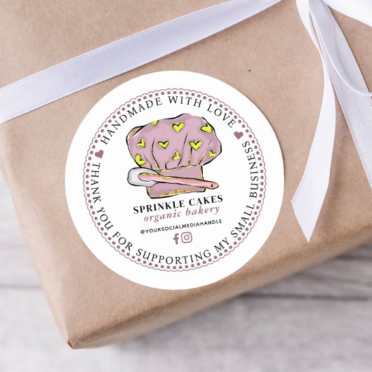 Bakery bedankt voor je bedrijf ronde sticker