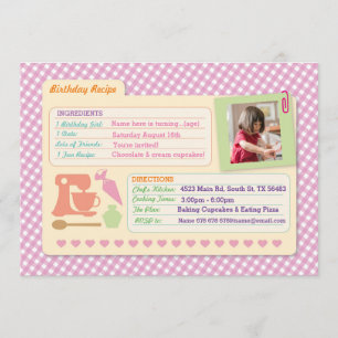 Bakery Birthday Baking Photo Recipe Card Party Kaart