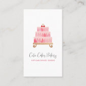 Bakery Blush Roze Cake QR Code Gebak Chef Minimali Visitekaartje (Voorkant)