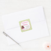 Bakery Boutique, Green Polka Dot Vierkante Sticker (Envelop)