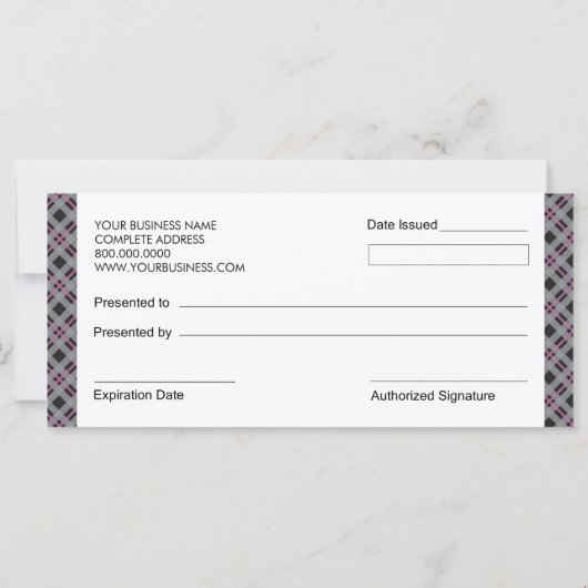 Bakery Boutique Style Cadeaubonnen (Achterkant)