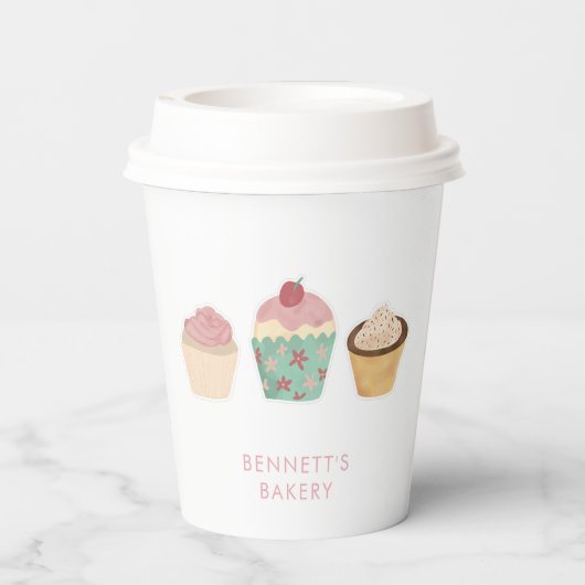 Bakery Cafe Cupcake Business Takeaway Papieren Bekers (Achterkant)