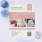 Bakery Cake Custom Foto QR Flyer (Enkel)